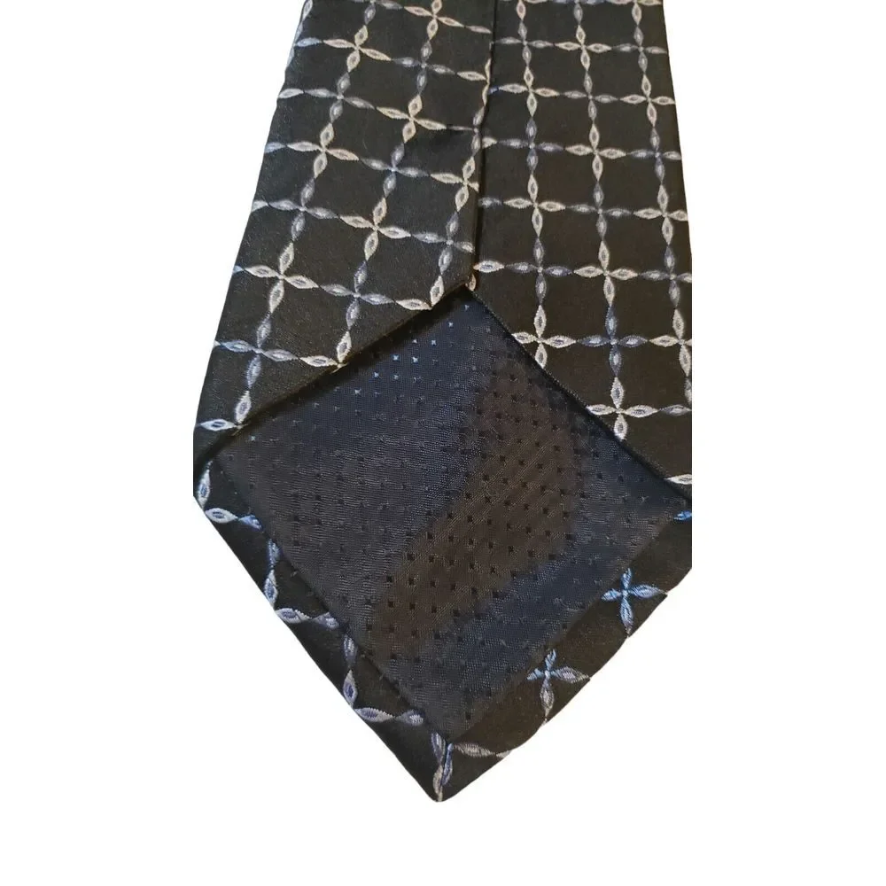 Umberto Frasi Men's Necktie Multitone Blue Geometric Cross Pattern Polyester‎